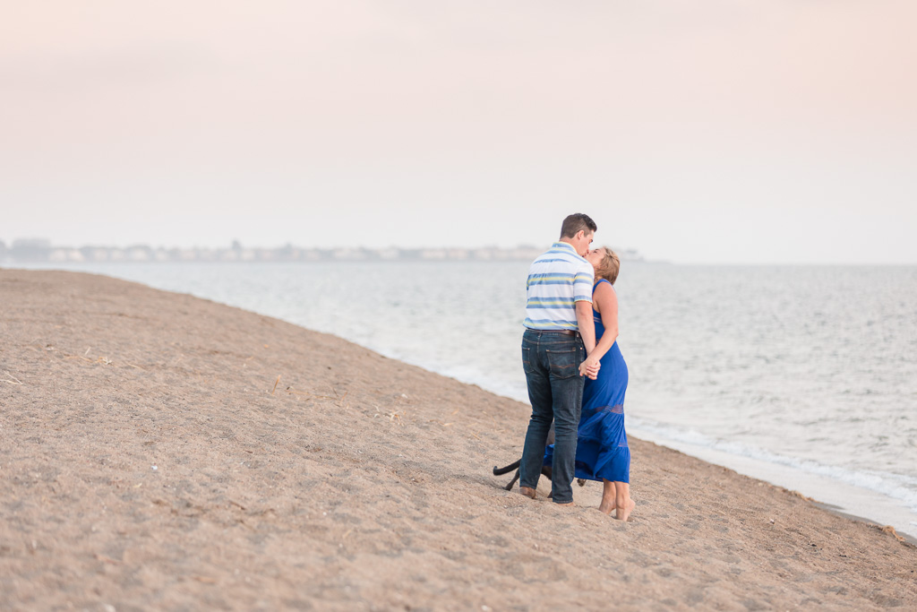 romantic Alameda state beach engagement photo during sunset