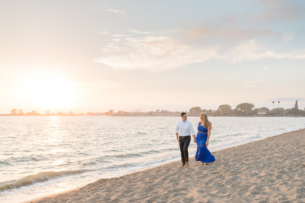 Crown Memorial State Beach sunset engagement photo