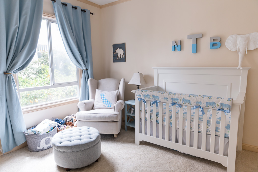 gorgeous cream and blue baby nursery in San Francisco