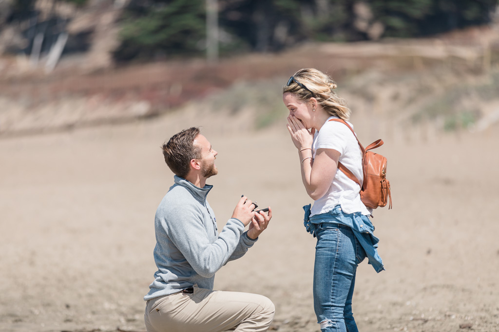 a sweet marriage proposal on the popular baker beach