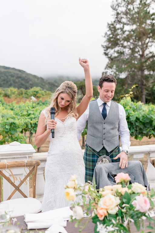 outdoor Carmel wedding reception by the mountains