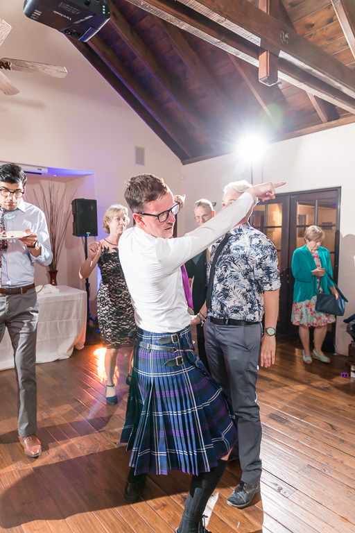 wedding guests in a kilt owning the dance floor