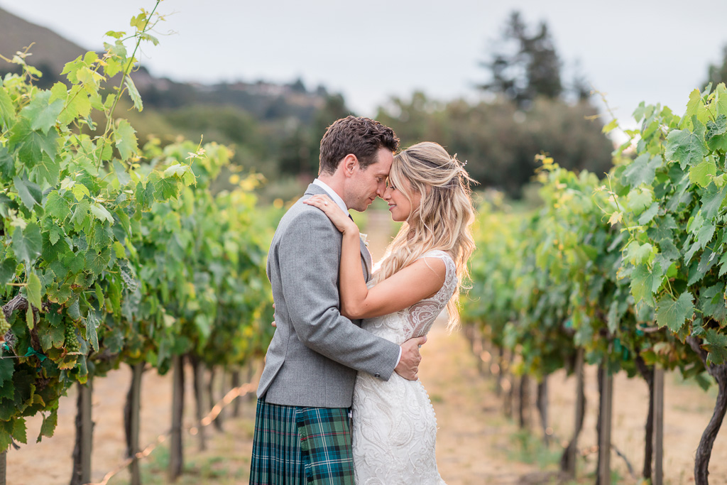 Folktale Winery sunset wedding photo in the vineyards