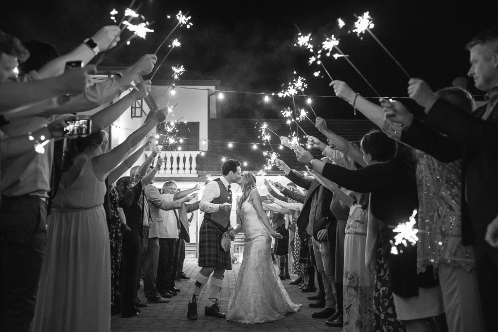 romantic sparkler send-off at Folktale Winery and Vineyards