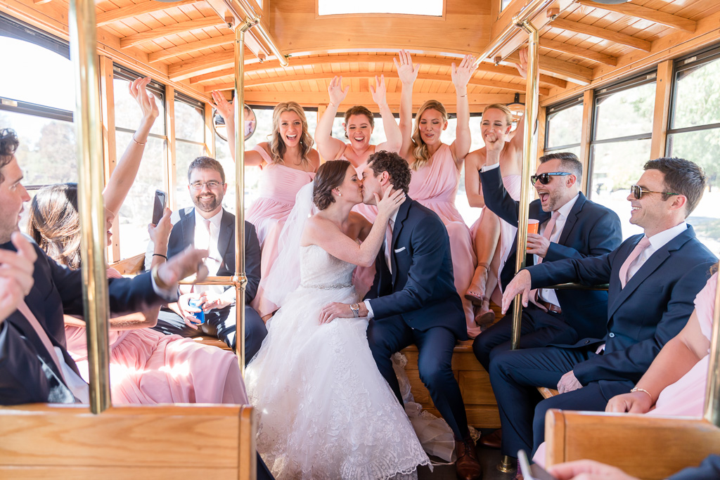 Rosie the trolley awesome wedding transportation for the bridal party