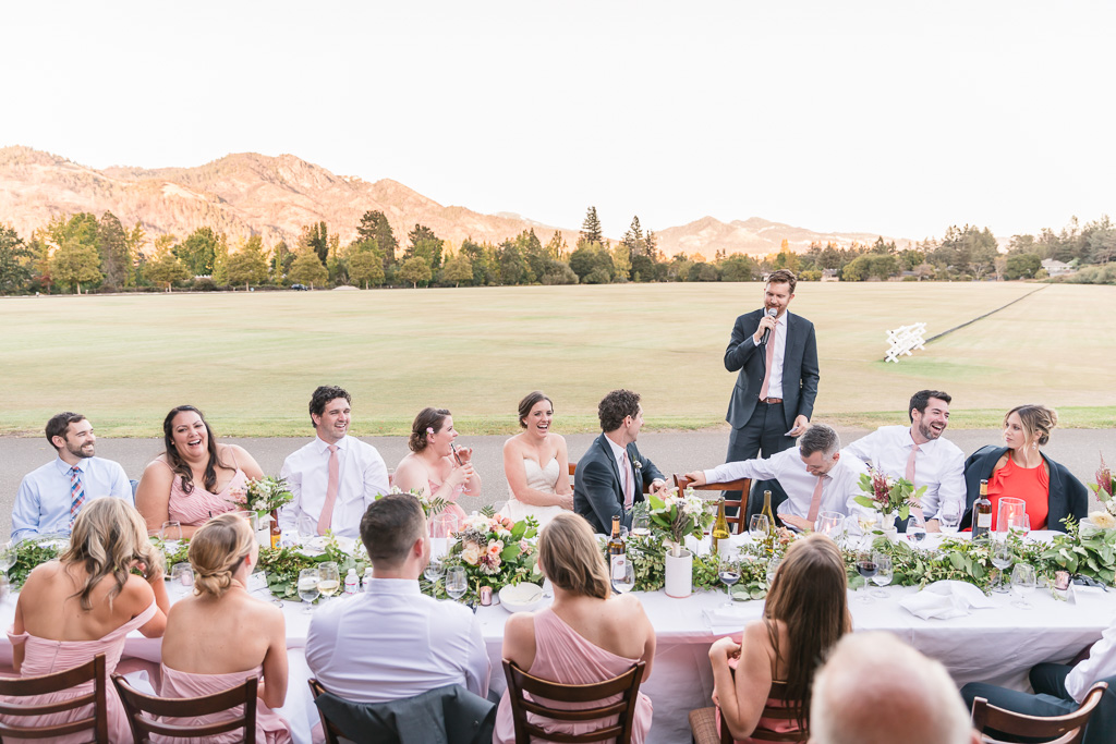 Wild Oak Saddle Club wedding reception with rolling hills in the background