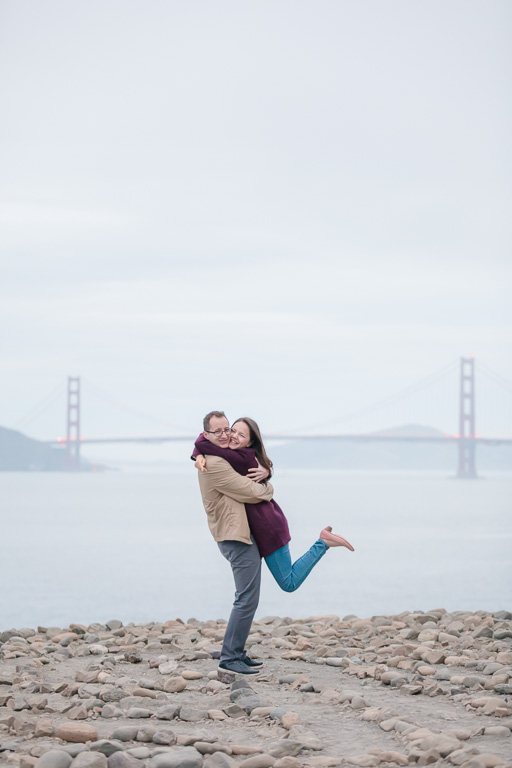 they got engaged in front of the stone maze and golden gate bridge