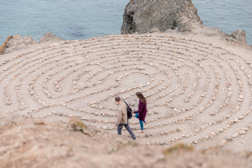 walking around the labyrinth to their spot