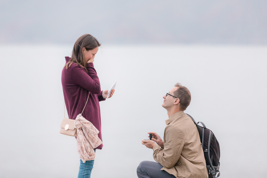 precious reaction during a San Francisco surprise marriage proposal