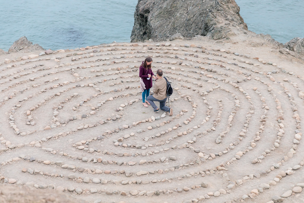 Lands End stone labyrinth marriage proposal