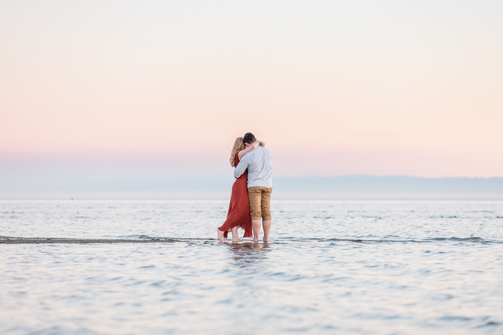 light and airy San Francisco engagement photo with gorgeous sunset colors