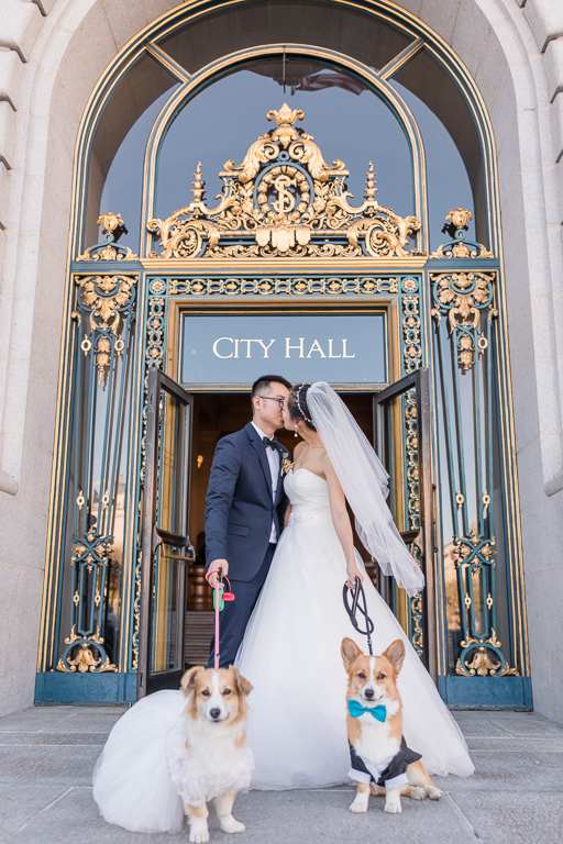 kissing at the front door of San Francisco City Hall