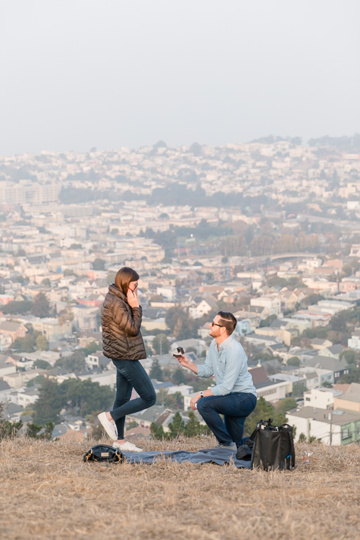 San Francisco surprise proposal on a hill overlooking the city