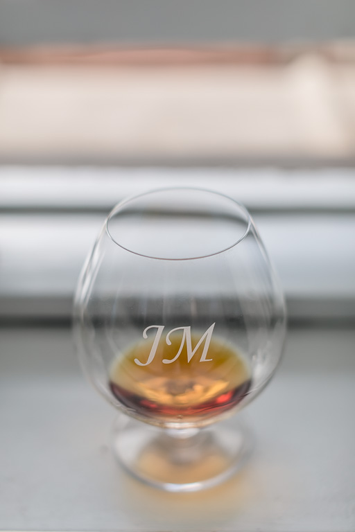 customized whiskey glass with grooms initials