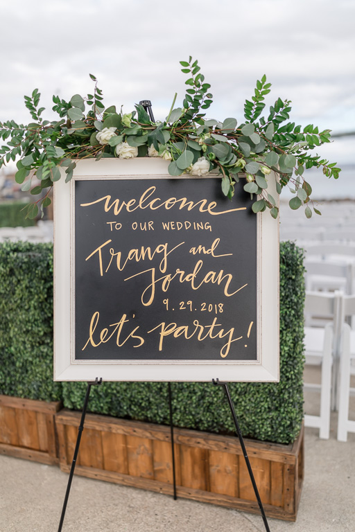 wedding welcome sign with floral decor