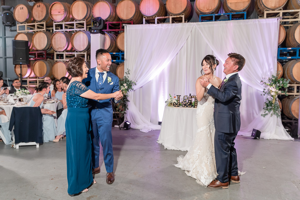 father-daughter and mother-son combined dance at winery