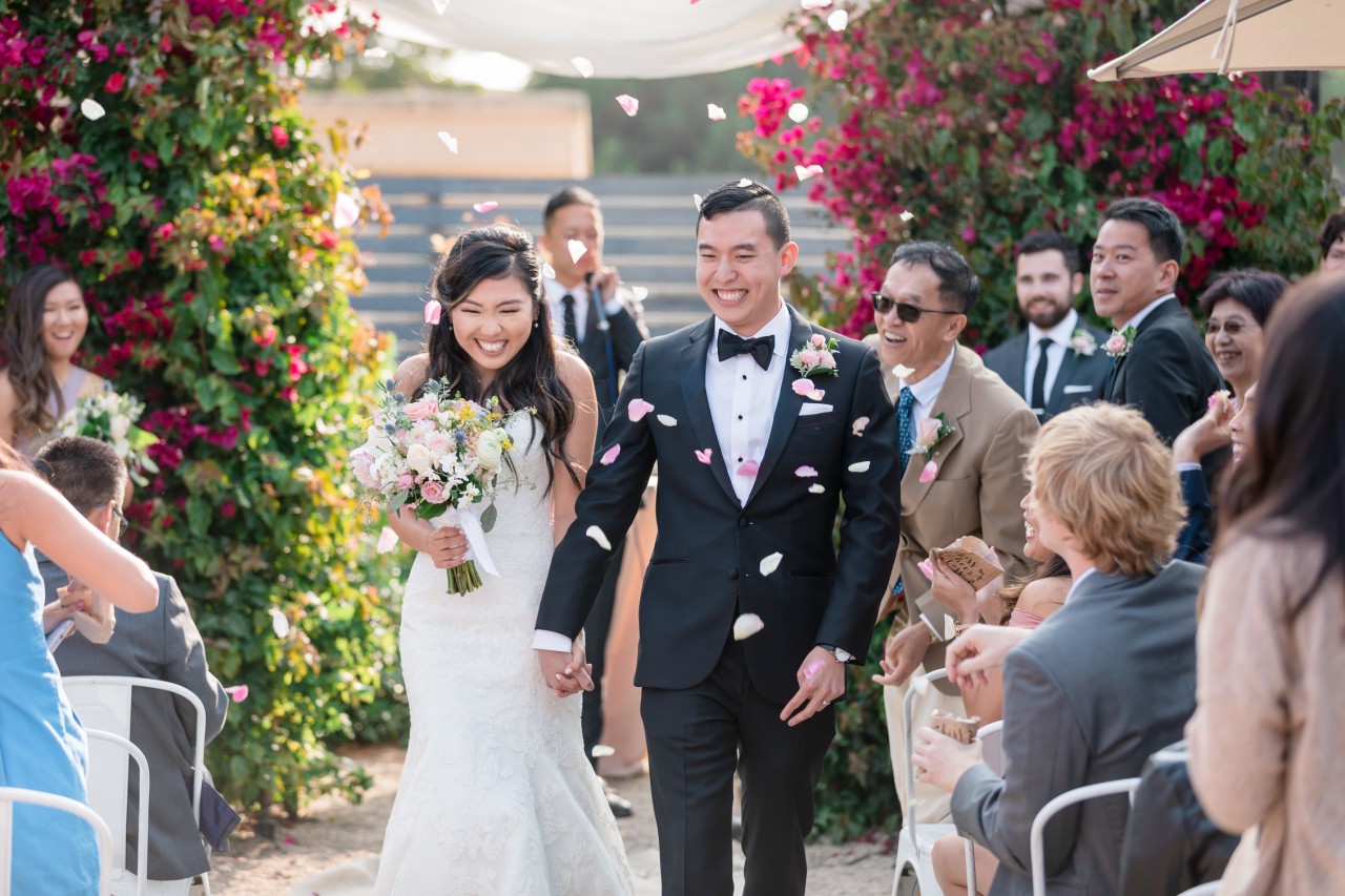 rose petal wedding exit