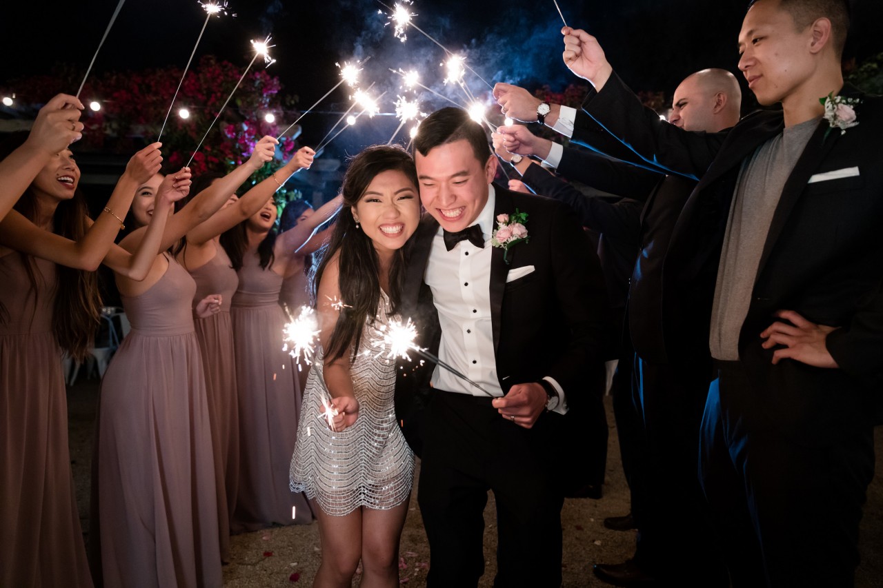 cute sparkler wedding photo