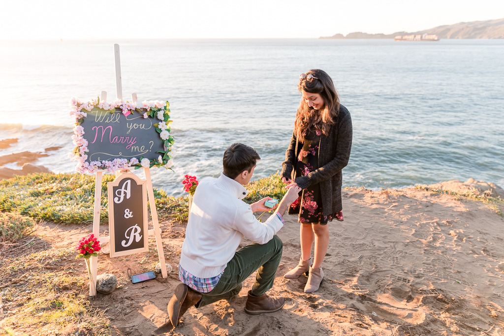 surprise marriage engagement on Marshall's beach