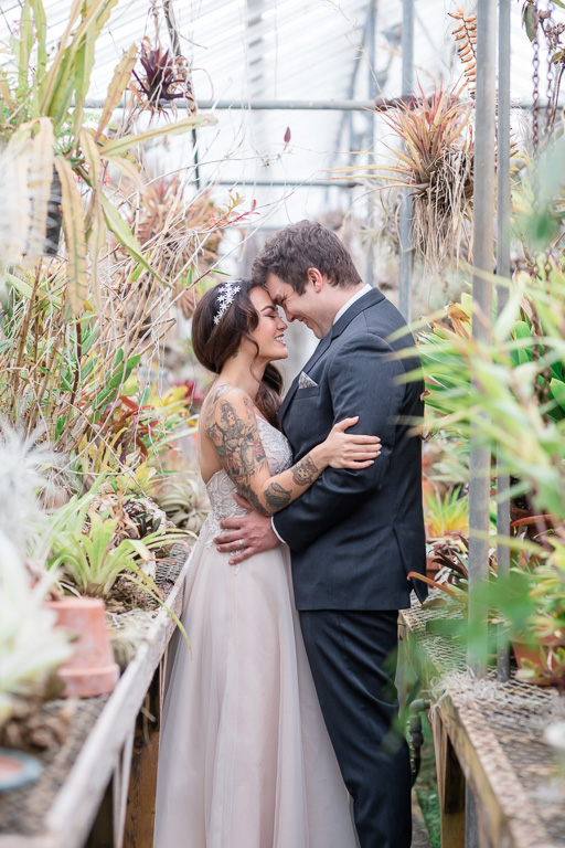 greenhouse wedding portrait photos