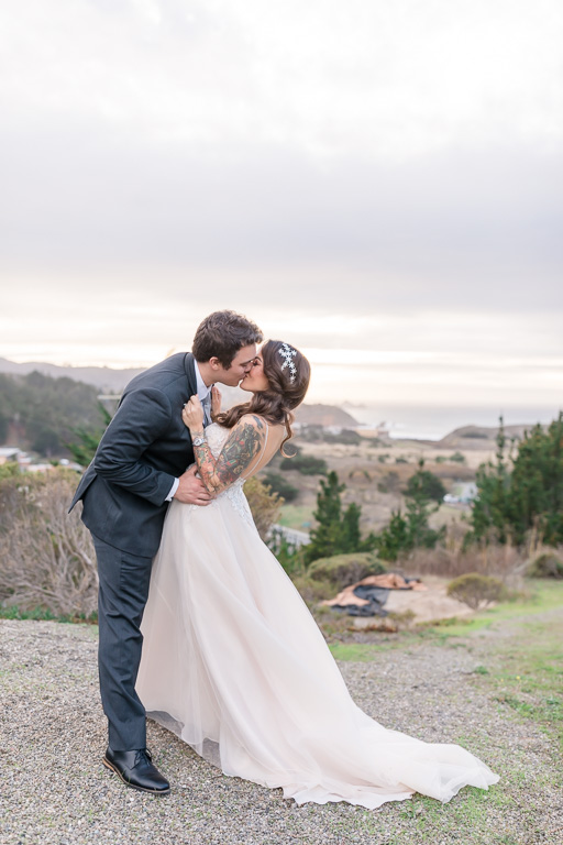 dip and kiss wedding photo in Pacifica California
