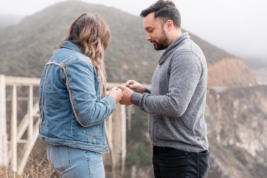 putting on the ring after surprise proposal