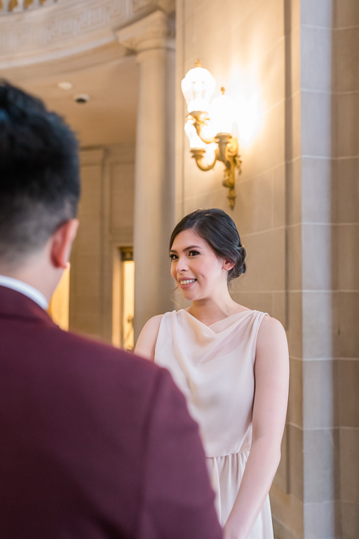 bride's reaction during the elopement ceremony