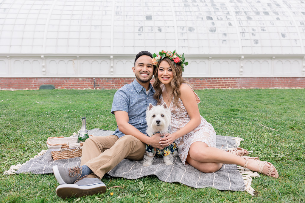 engagement photo with adorable puppy