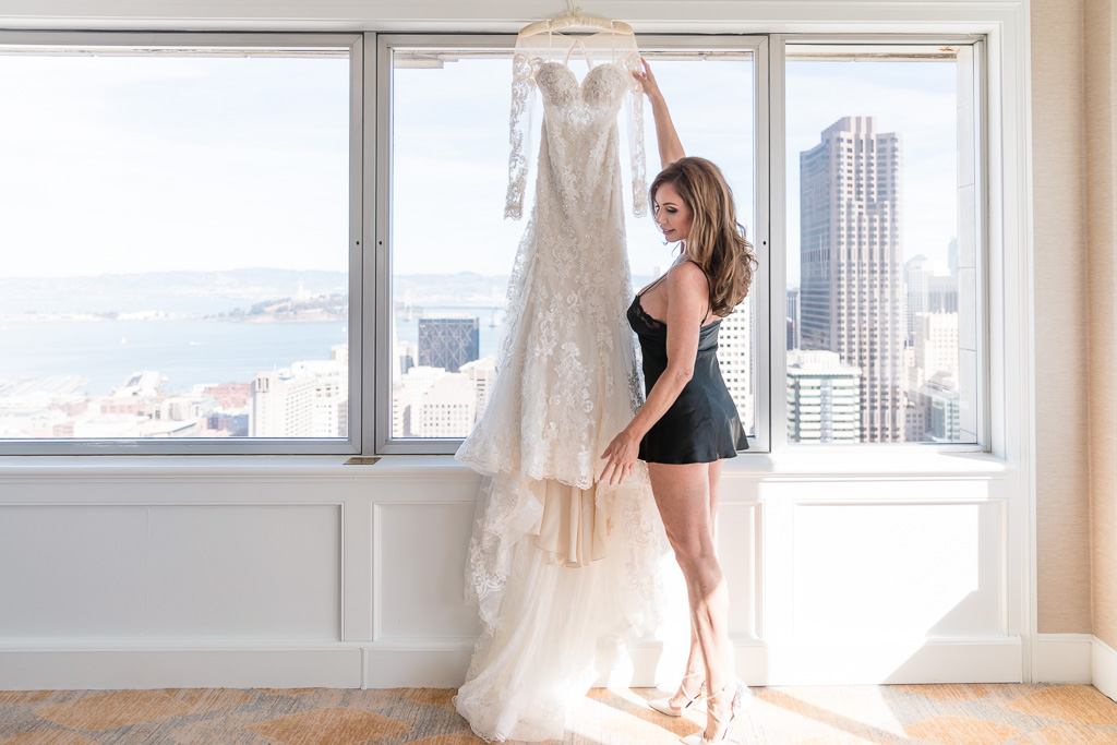 boudoir tasteful sexy bride getting ready at Fairmont San Francisco