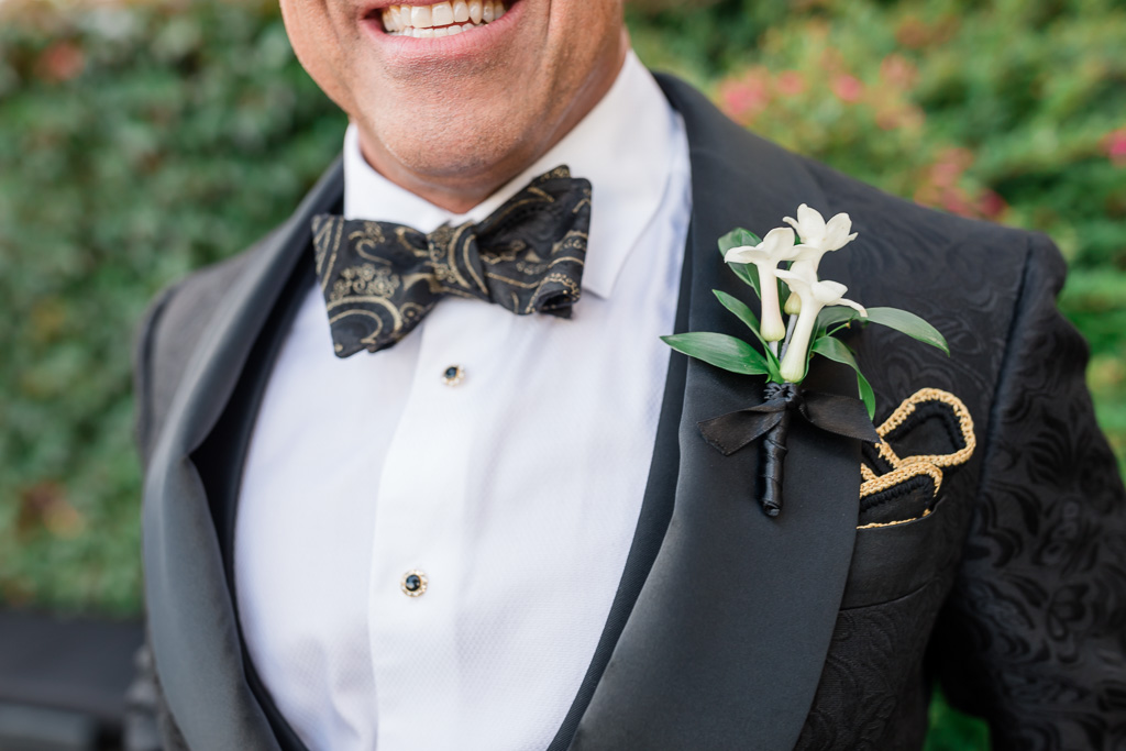 black tie wedding groom's details