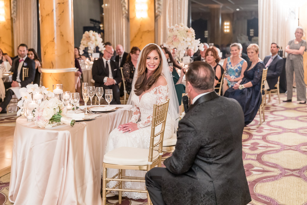 groom kneeled down for a heartfelt speech he gave to his bride at this Fairmont wedding