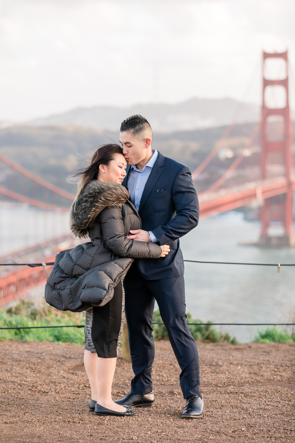 proposed and engaged right in front of the golden gate bridge