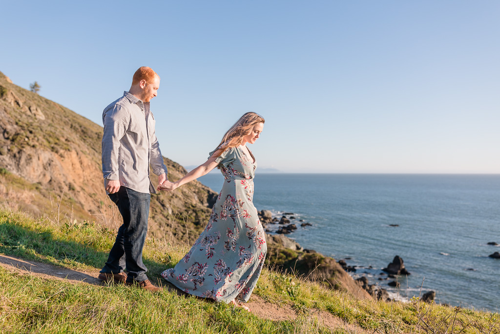 Marin County cliffside engagement photo by the Pacific Ocean