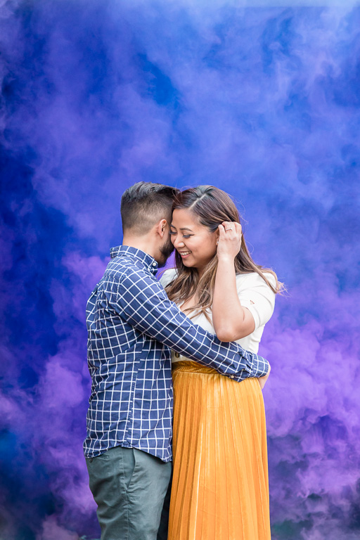 awesome smoke bomb engagement picture