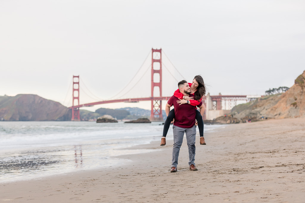surprise engagement session with the golden gate bridge view