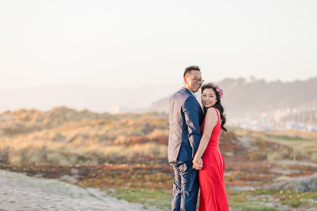 colorful sunset save the date photo