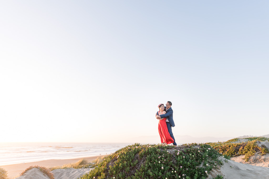 San Francisco beach with greenery perfect spot for wedding and engagement photos