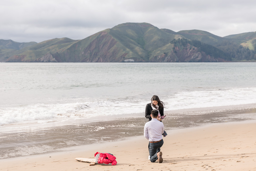san francisco beach surprise engagement proposal