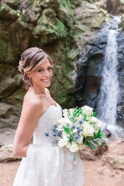 beautiful bridal portrait by Mill Valley Cascade Falls