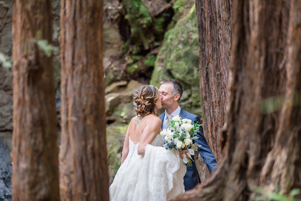 wedding first look in the redwoods in Mill Valley