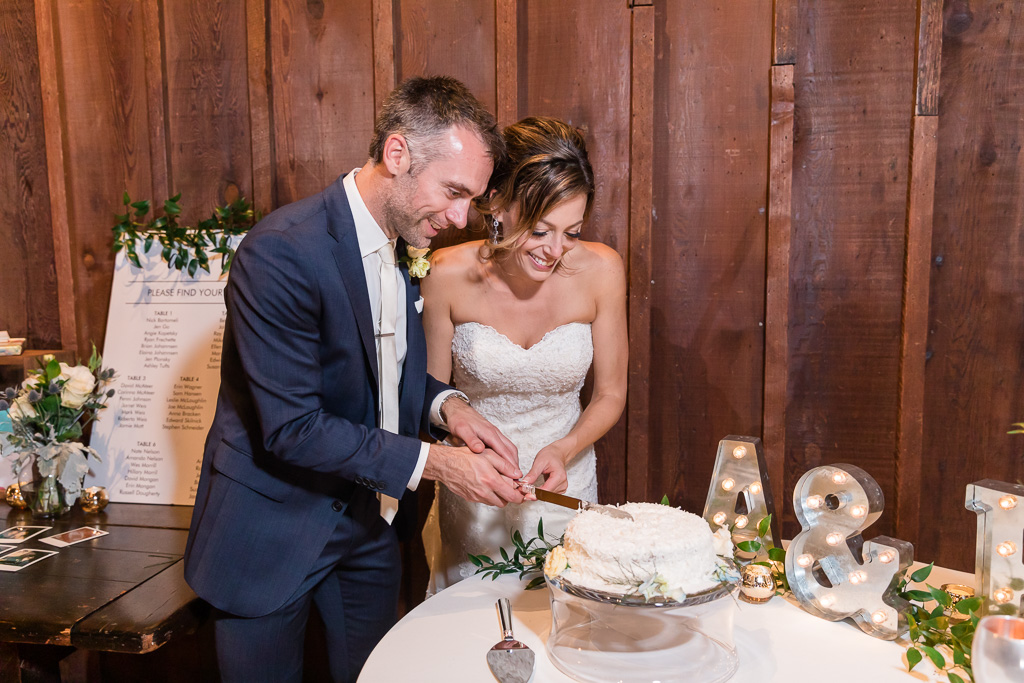 cake cutting during wedding reception