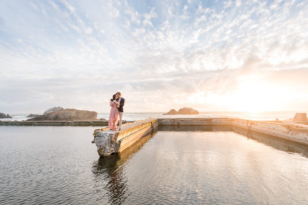 stunning San Francisco sunset romantic engagement photo by the water
