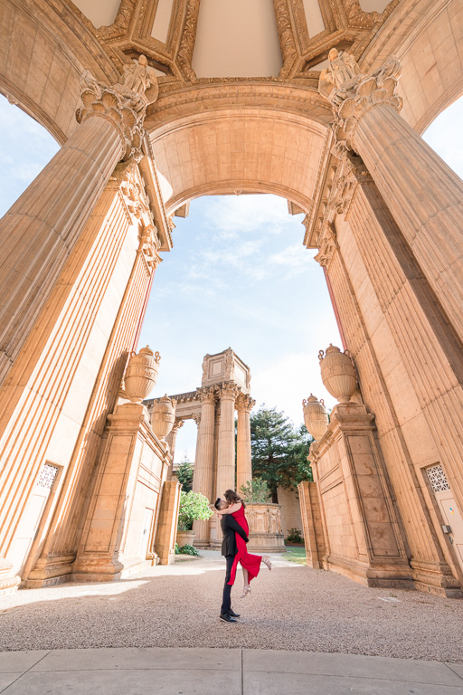 Palace of Fine Arts save the date engagement photo