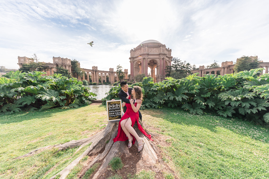 Palace of Fine Arts is one of the most popular location for San Francisco engagement photos