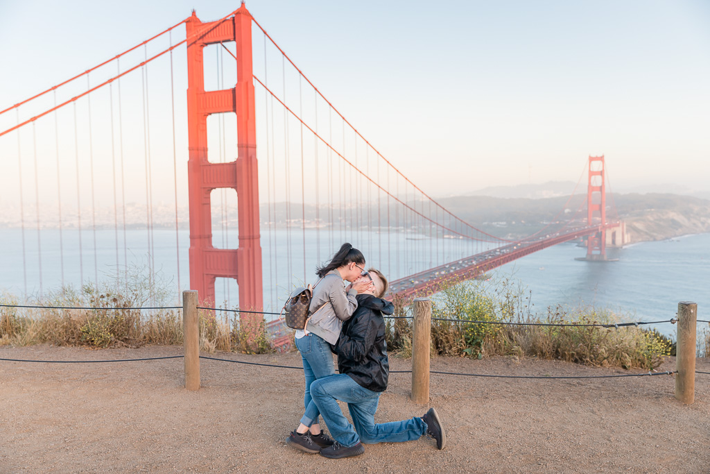 surprise marriage proposal with the most stunning view of golden gate bridge