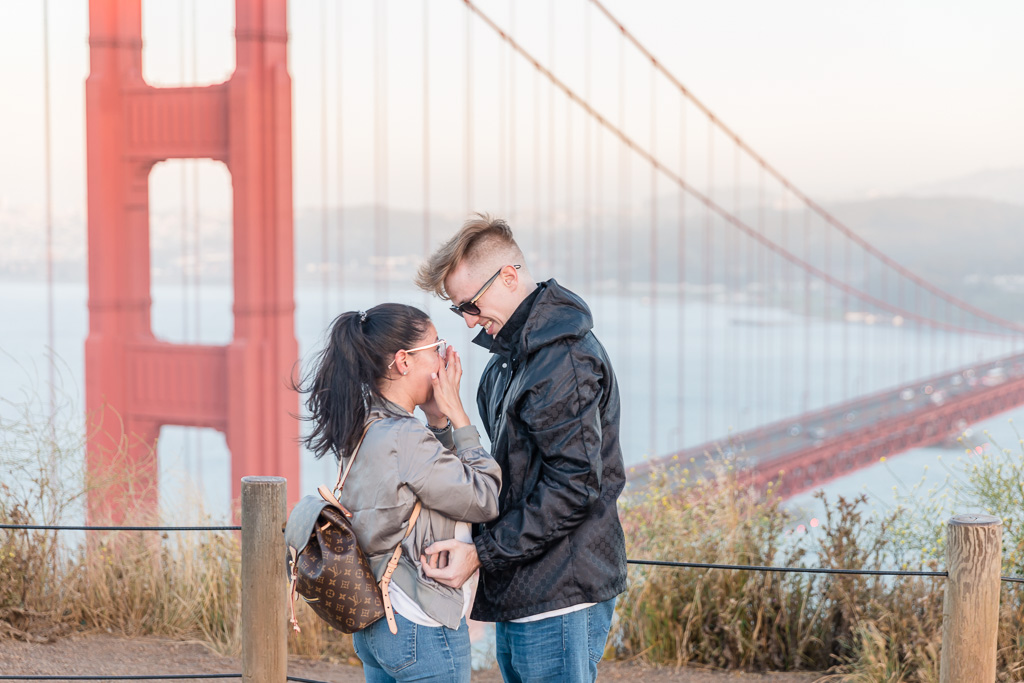emotional San Francisco surprise proposal by the Golden Gate Bridge