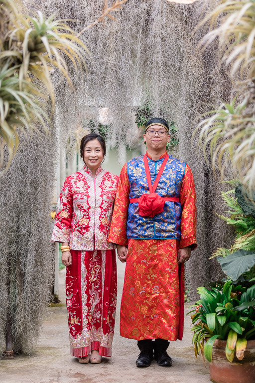 cute Asian wedding in San Francisco indoor garden