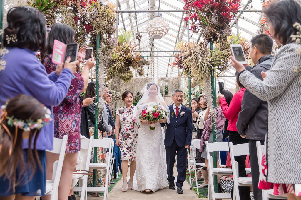 San Francisco greenhouse ceremony bride processional