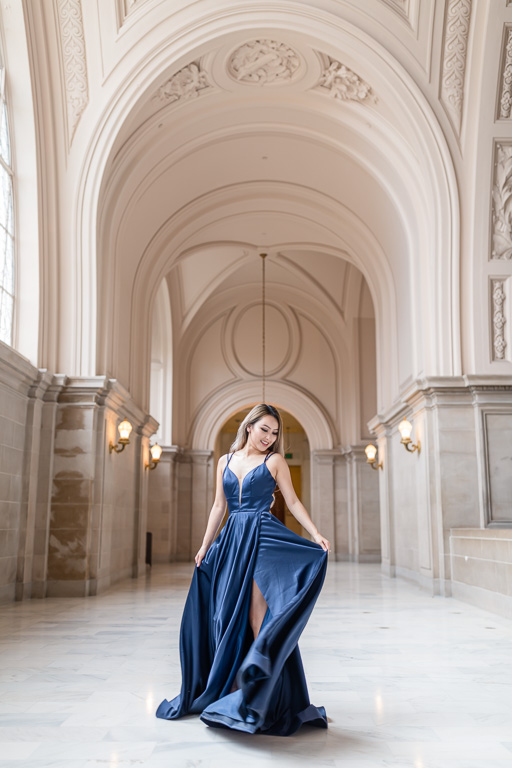 rocking her Hollywood gown inside San Francisco City Hall