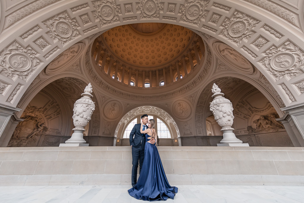 gorgeous bride and groom portrait at the 4th floor Mayor's Balcony